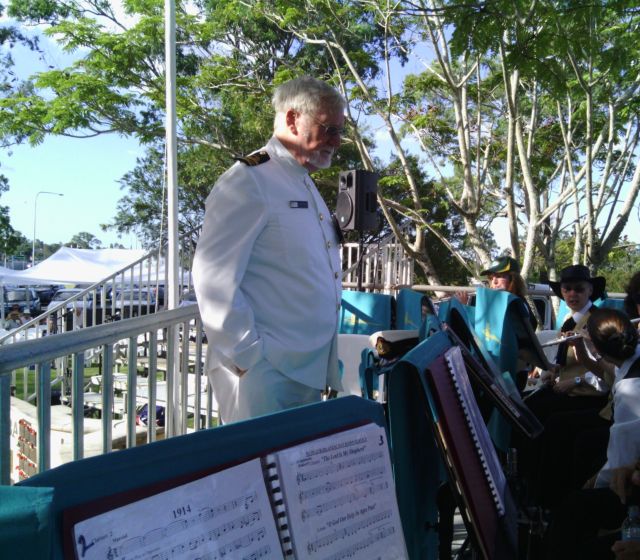 Vic Knowles with Band at Mudgeeraba ANZAC Day Sunset Service (2013)
